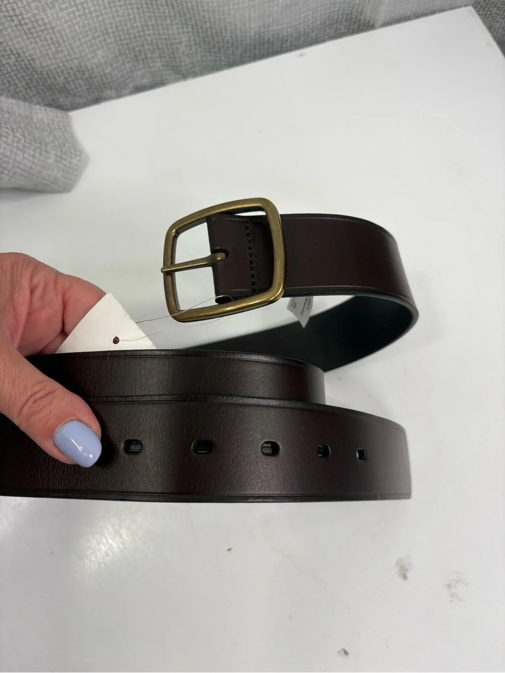 J. Crew Men's Dark Brown Leather Belt with Brass Buckle NWT. Size 38